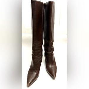 COLE HAAN Gorgeous Brown Leather Tall Heeled Boots